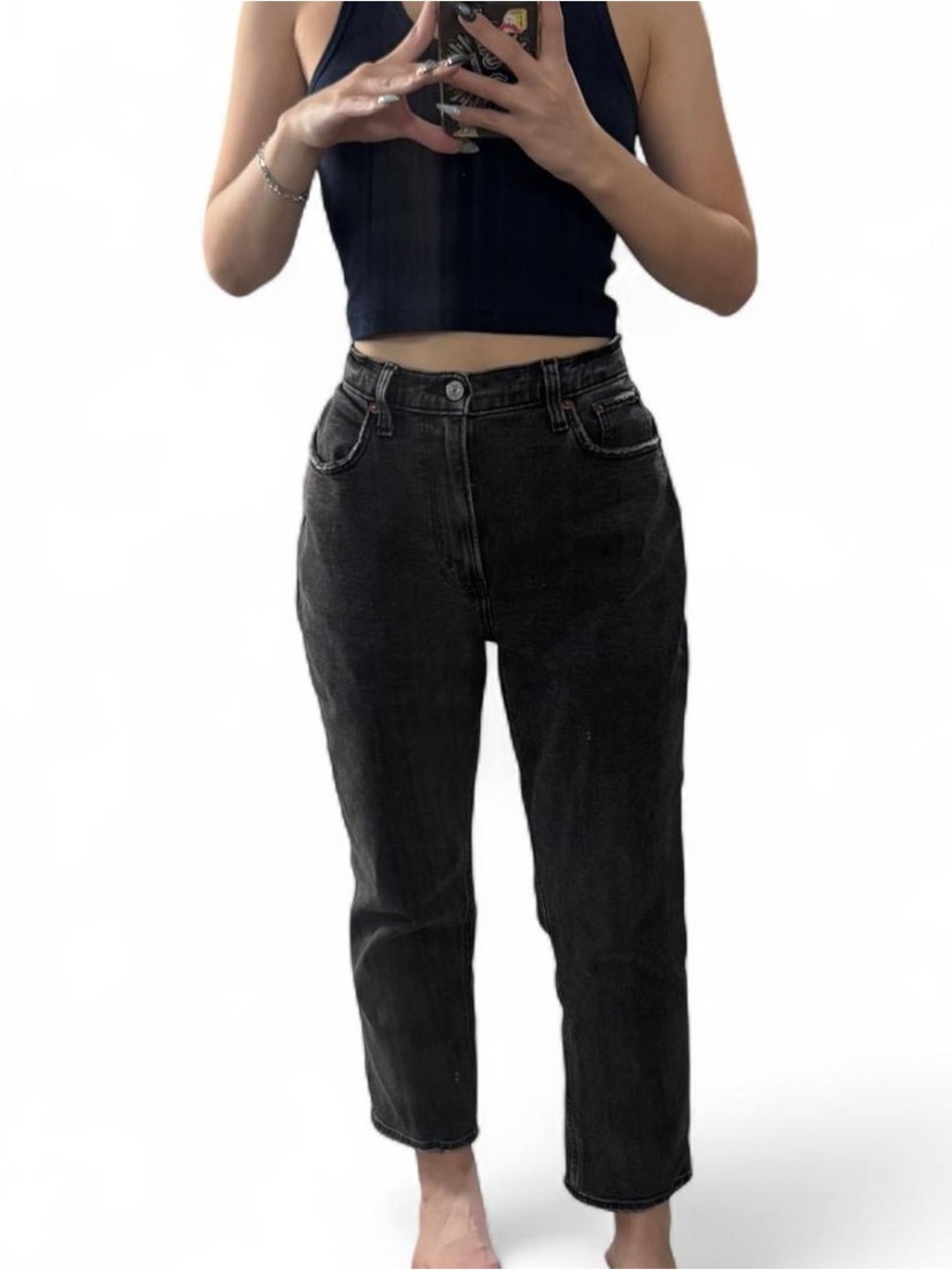 Abercrombie & Fitch Ankle Straight Ultra High Rise Black Jeans Size 26/2 Short